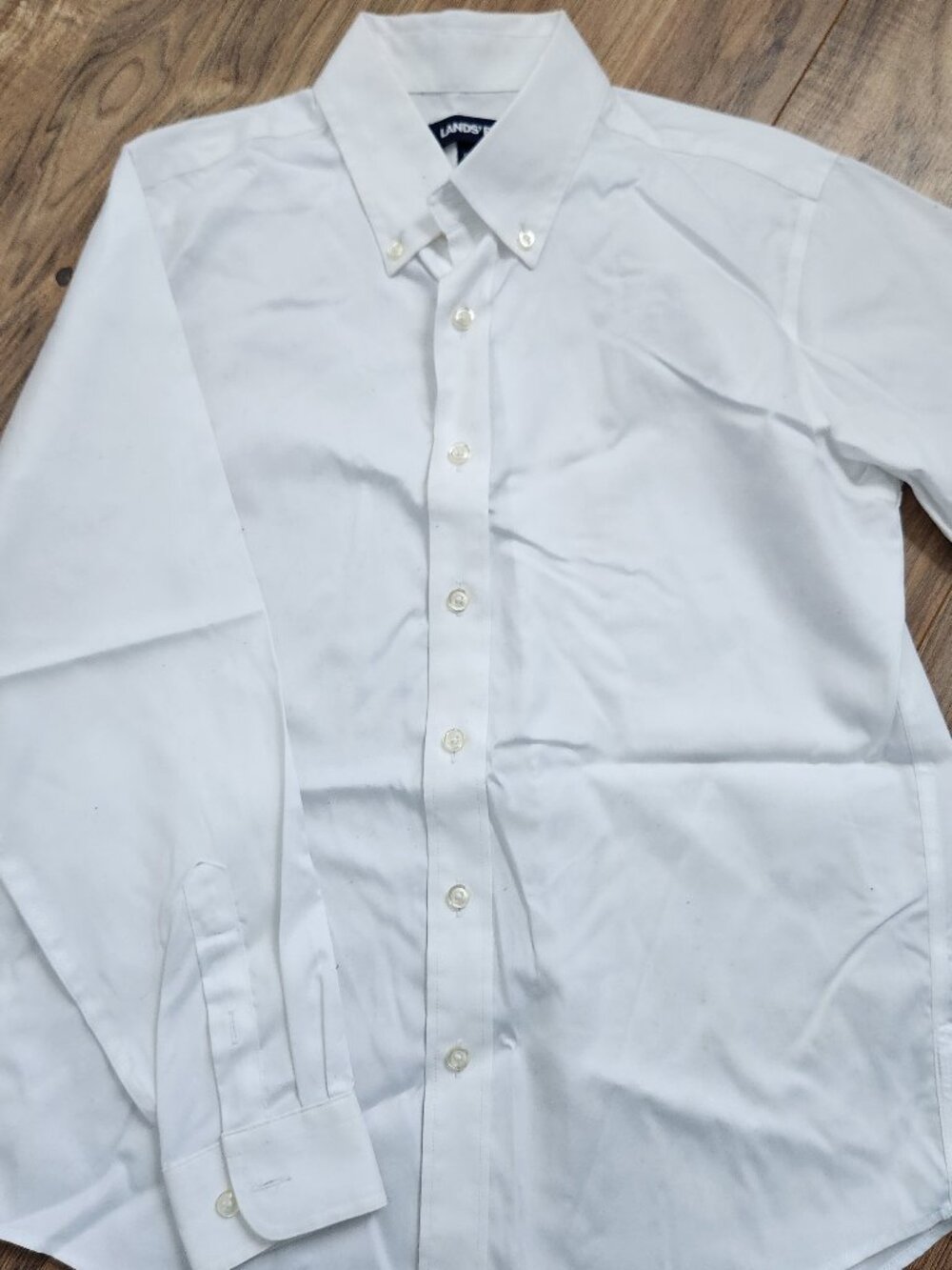 Lands' End Big Boys Husky Long Sleeve Solid Oxford Dress Shirt